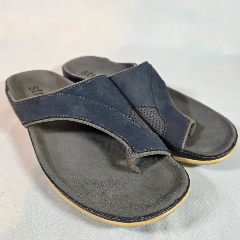 Strive‎ Colorado Women 8.5 9 Navy Blue Leather Orthotic Toe Loop Sandals